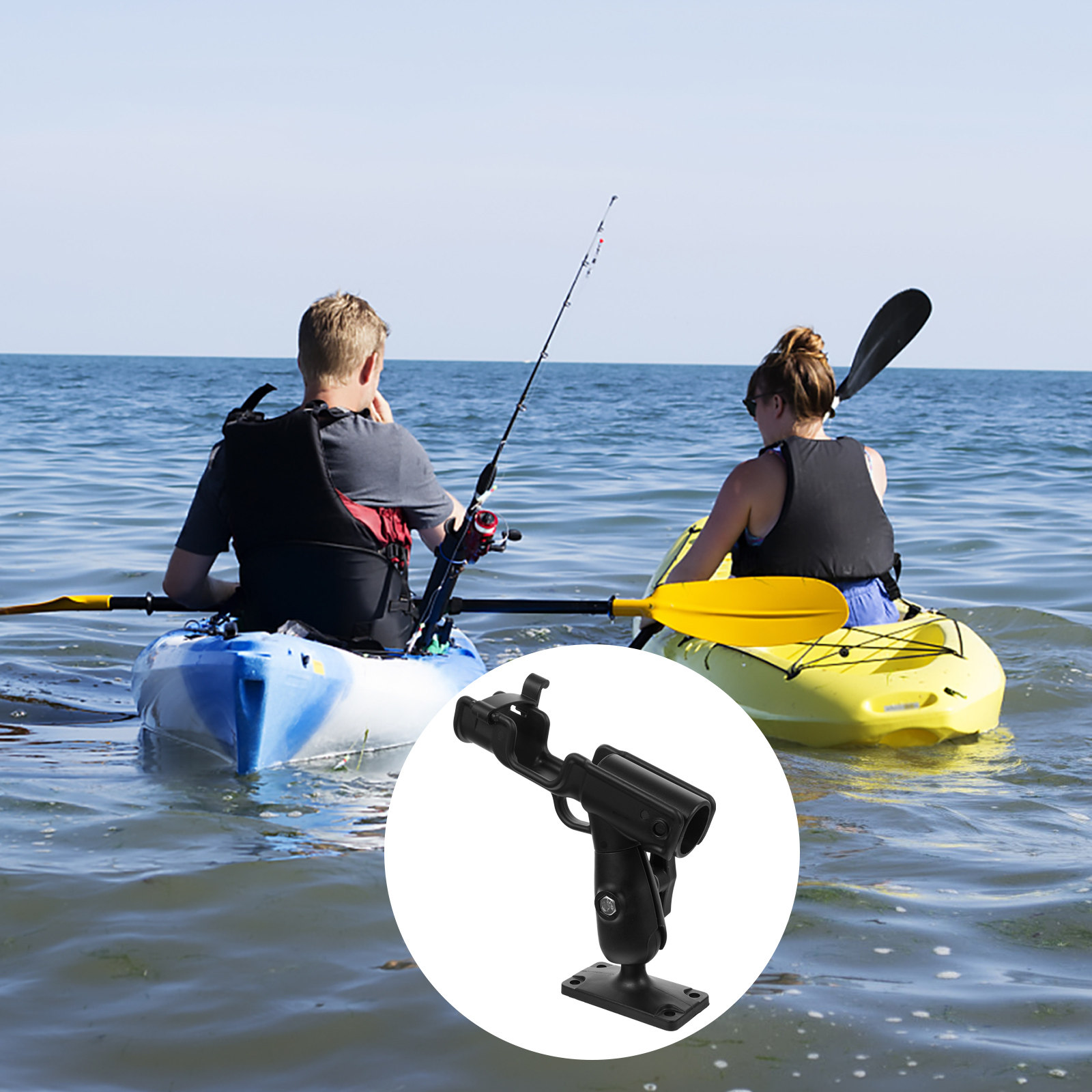 Fishing Kayak Rod Holder - カヤック用釣り竿ホルダー 小型 360度回転可能 調整可能な釣り竿サポートブラケット カヤック・ヨット用アクセサリー