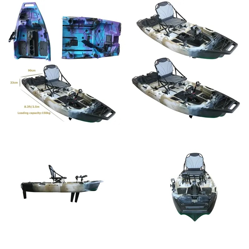 Fishing Kayak Pedal Drive - 8フィート モジュラー式 シングルシート フィンペダル駆動 カヤック プロペラ