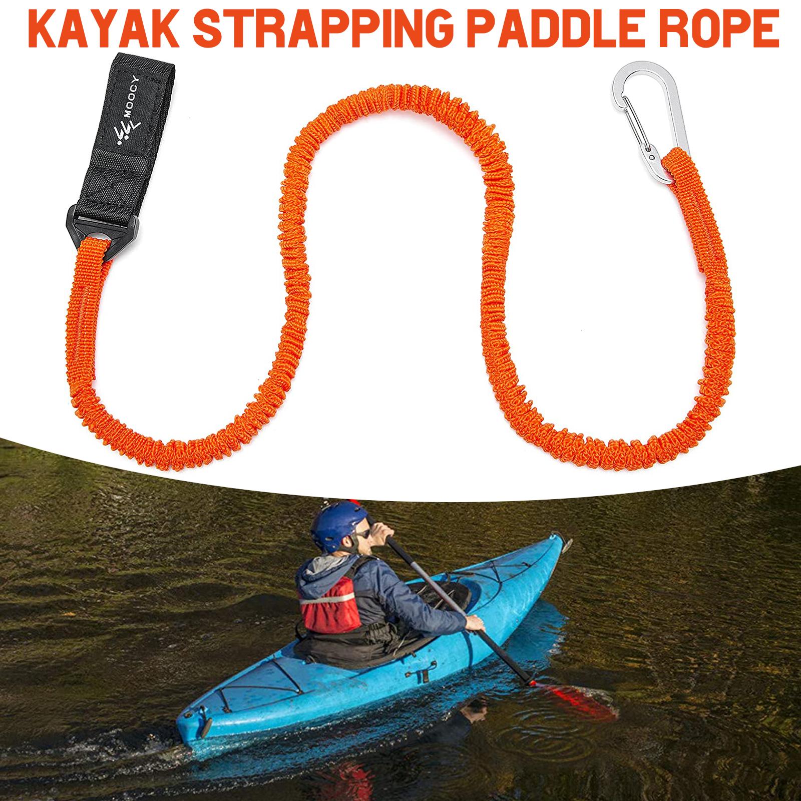 Fishing Kayak Paddle Leash - 調節可能な弾性カヤックパドルリーシュ、安全フック付き、コイル状ランヤード、釣り竿やパドルタイ用の耐久性のある紛失防止コード