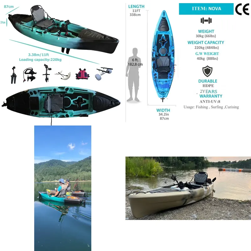 釣り用フラップドライブペダルカヤック 11フィート HDPE - Fishing Kayak Pedal Drive のレビューと価格