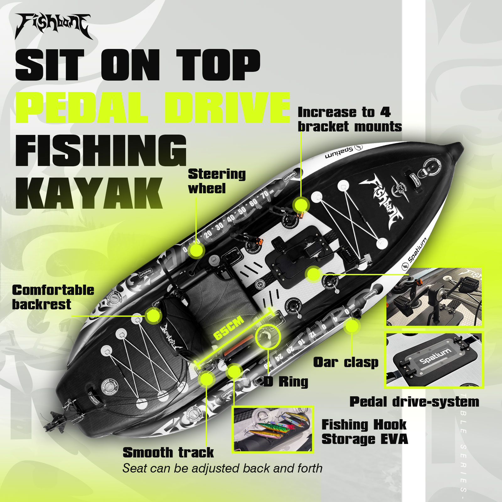 スペースティウムフィッシングカヤックボートペダルドライブシッ - Fishing Kayak Sit On Top のレビューと価格