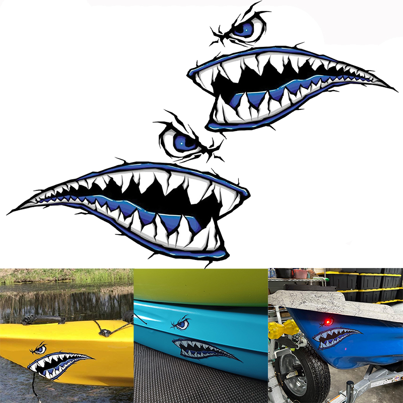 2 個サメの歯口ボートステッカー防水 DIY カヤック漁船カ - Fishing Kayak Sit On Top のレビューと価格